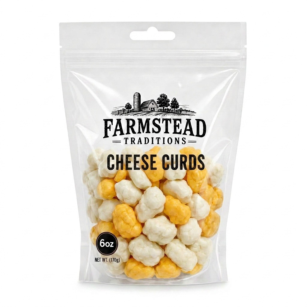 Mixed (White & Yellow) private label cheese curds, Farmstead Traditions